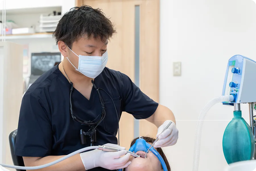 笑気麻酔使用の様子